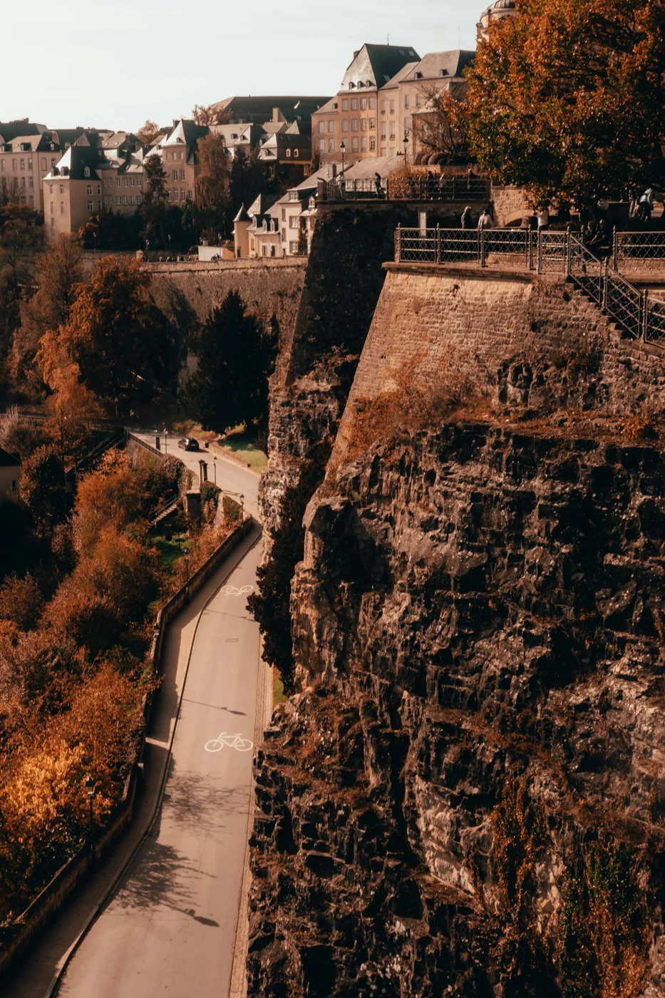 A bridge and lower-town landscape in Luxembourg City